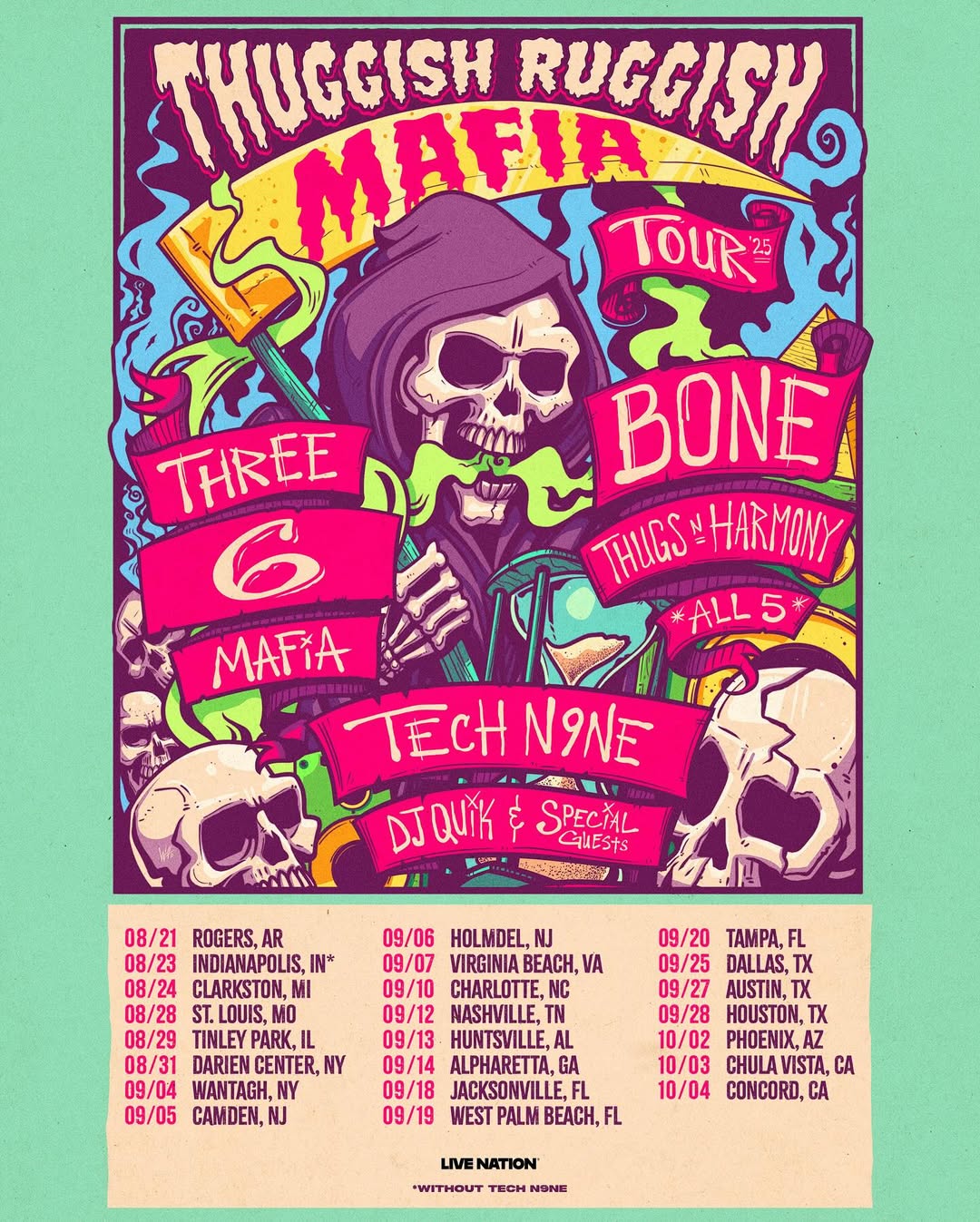Bone Thugs-N-Harmony The Thuggish-Ruggish-Mafia Tour Poster 2025